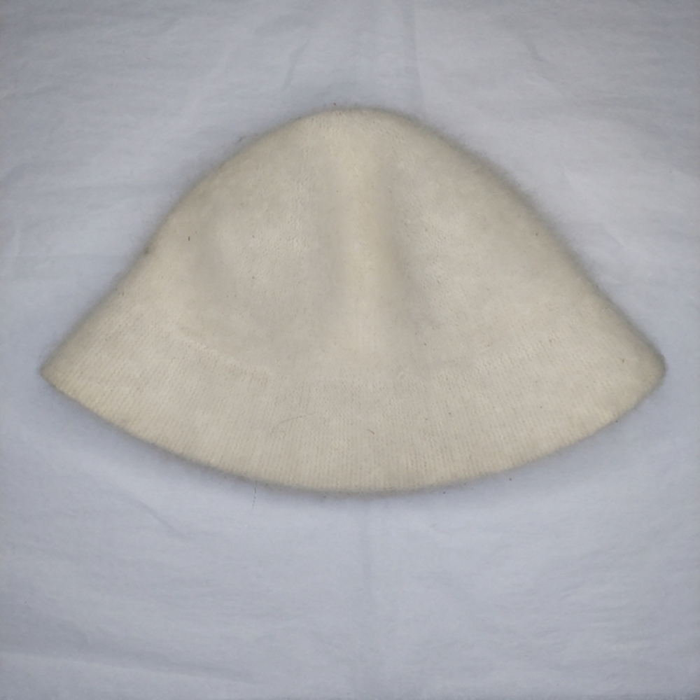 Aimee Lynn Vtg Angora Bucket Hat Women 67cm M/L Cream Knit‎ Fur Fuzzy Y2K 90s